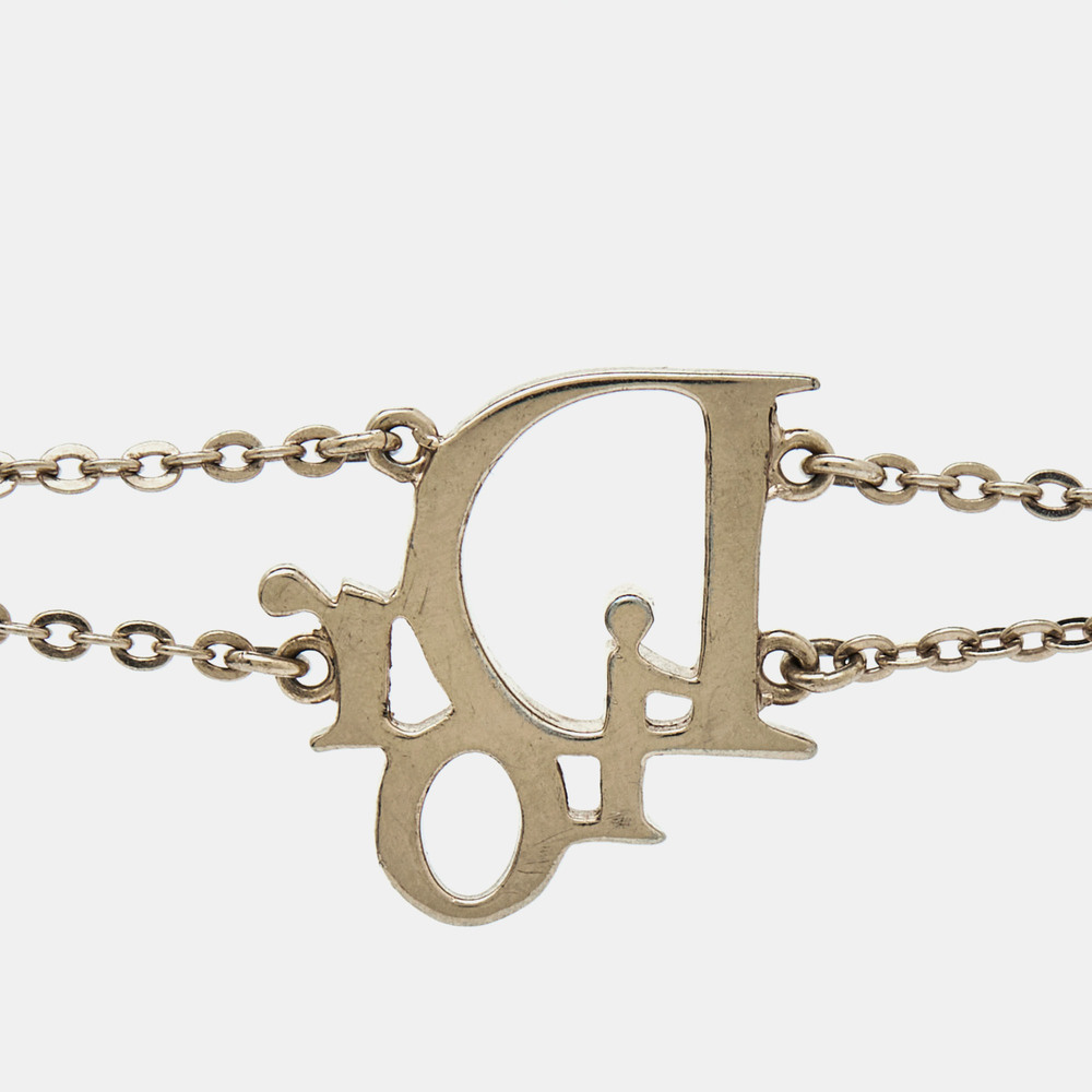 DIOR Pink Crystal Oblique Charm Double Chain Bracelet - Picture 4 of 8